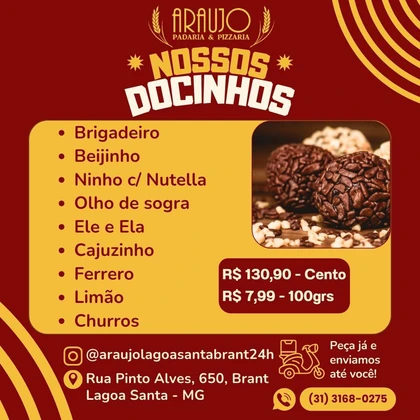 Cardápio de docinhos da Araújo